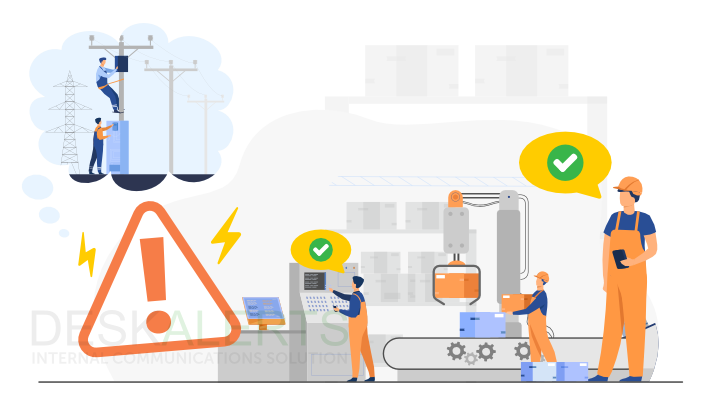 Workers receive power outage alerts during an emergency