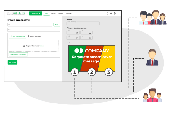 Business screensaver creation in DeskAlerts editor