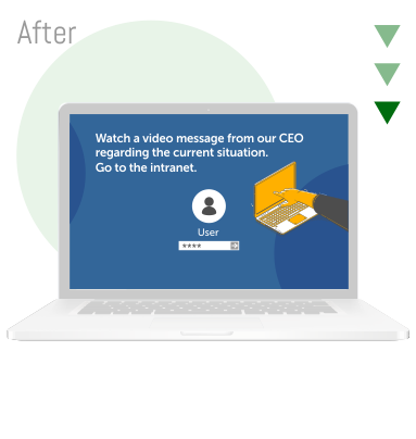 Laptop screen showing CEO video message notification, supporting ongoing crisis communication and leadership updates.