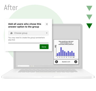 Post-crisis communication dashboard with group segmentation and response analytics for evaluating employee engagement.