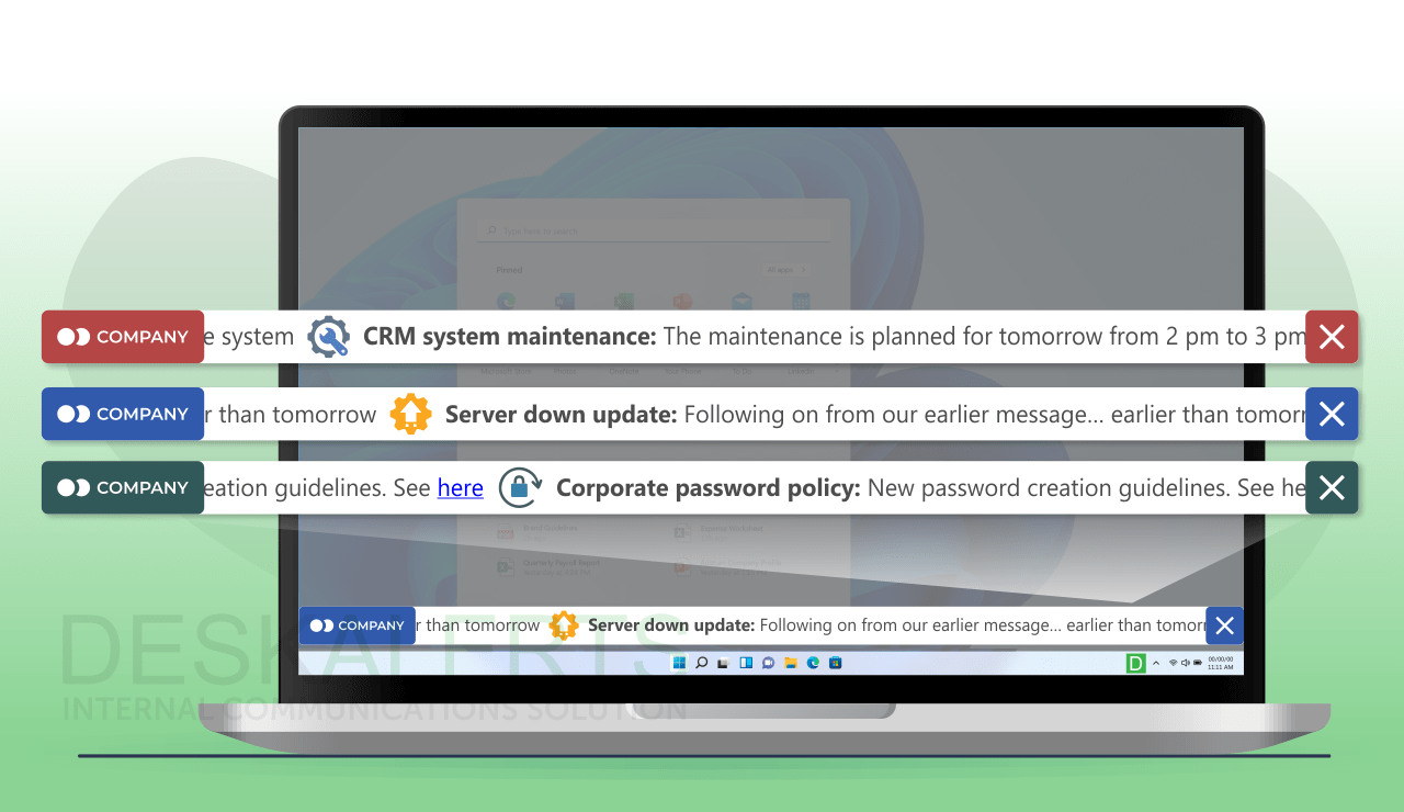 desktop ticker for IT communication