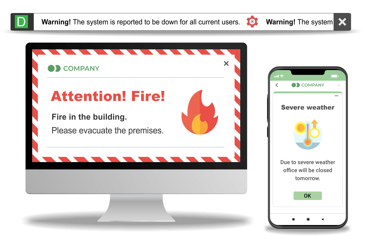 A virtual panic button that sends unmissable text messages across corporate devices