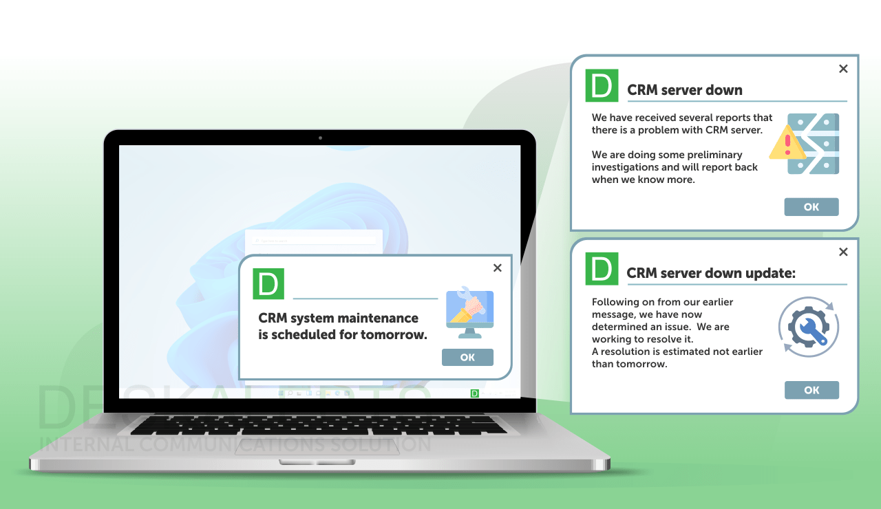 pop ups for IT aleting