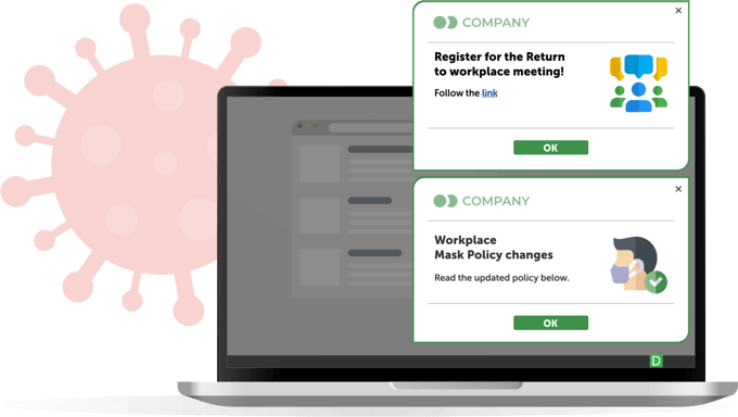 Use pop up messages for COVID